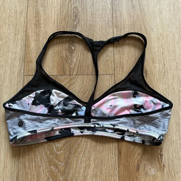 Lululemon Water: Salty Swim Sport Top Grapefruit/Mini Oki Gray Bikini UPF 50+ - Picture 2 of 5